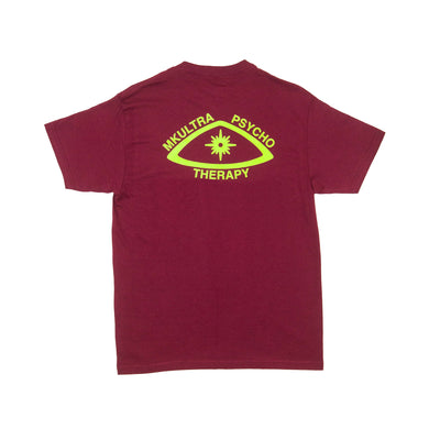 MKULTRA PSYCHO THERAPY T-SHIRT BURGUNDY (REJECT BIN)