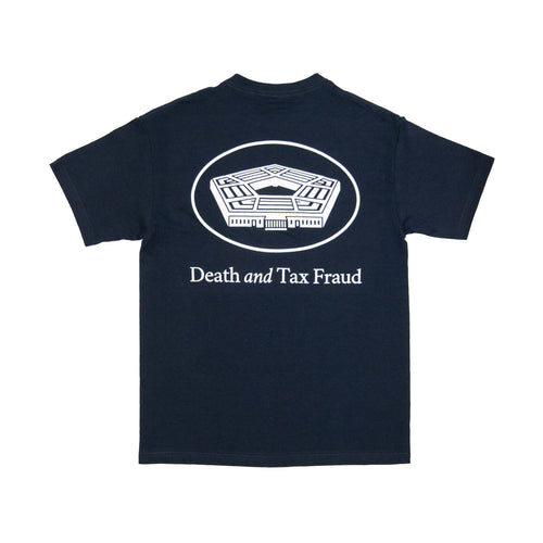 DEATH AND TAX FRAUD T-SHIRT NAVY BLUE