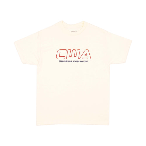 EMBROIDERED USA T-SHIRT CREME